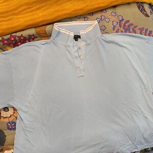 J. Crew Blue and White Polo Shirt Classic Cotton Blend